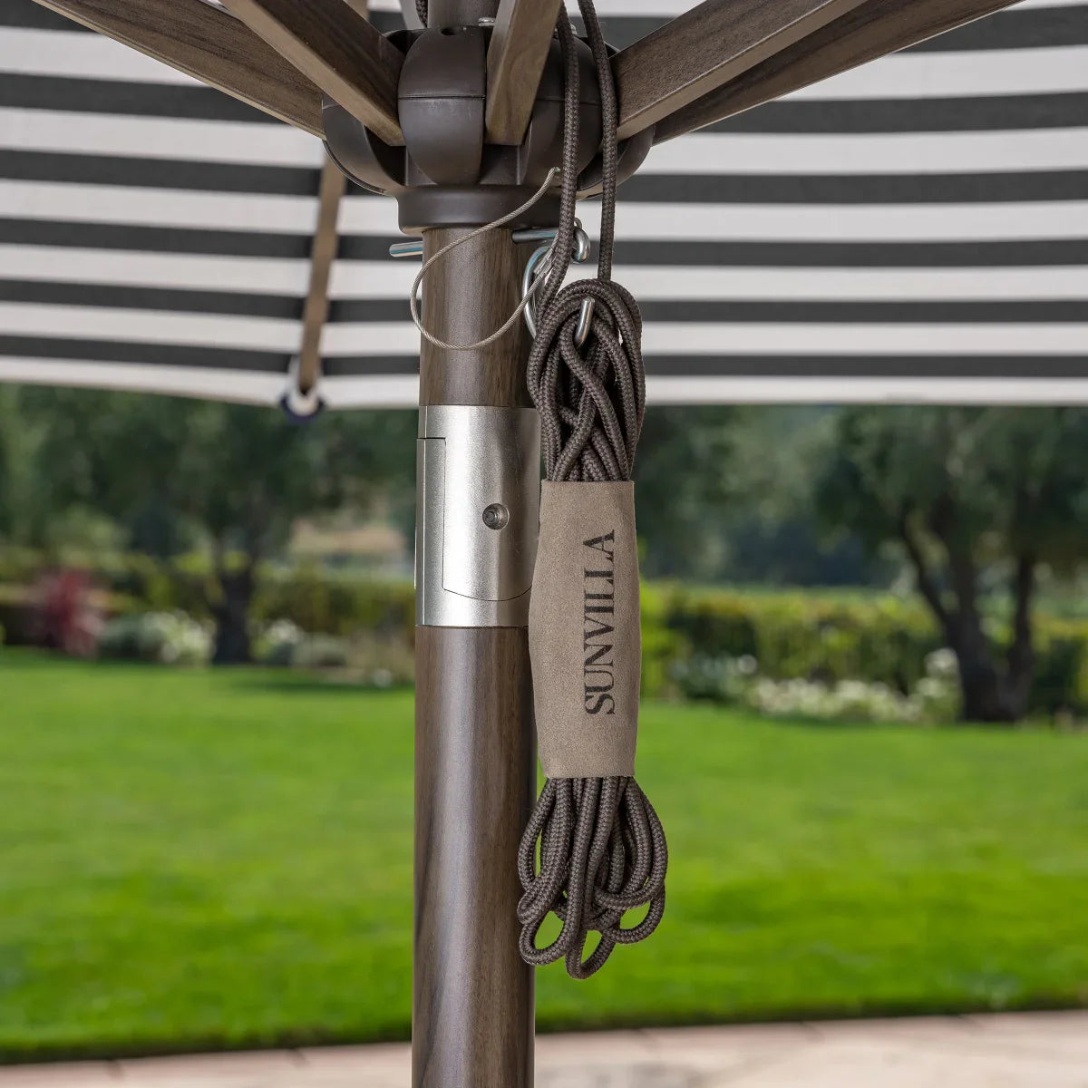SunVilla 11’ Round Cabana Stripe Aluminum Market Umbrella