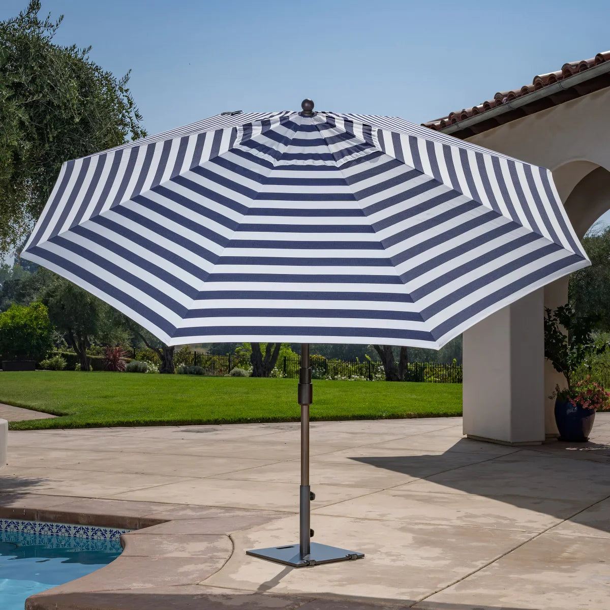 SunVilla 11’ Round Cabana Stripe Aluminum Market Umbrella