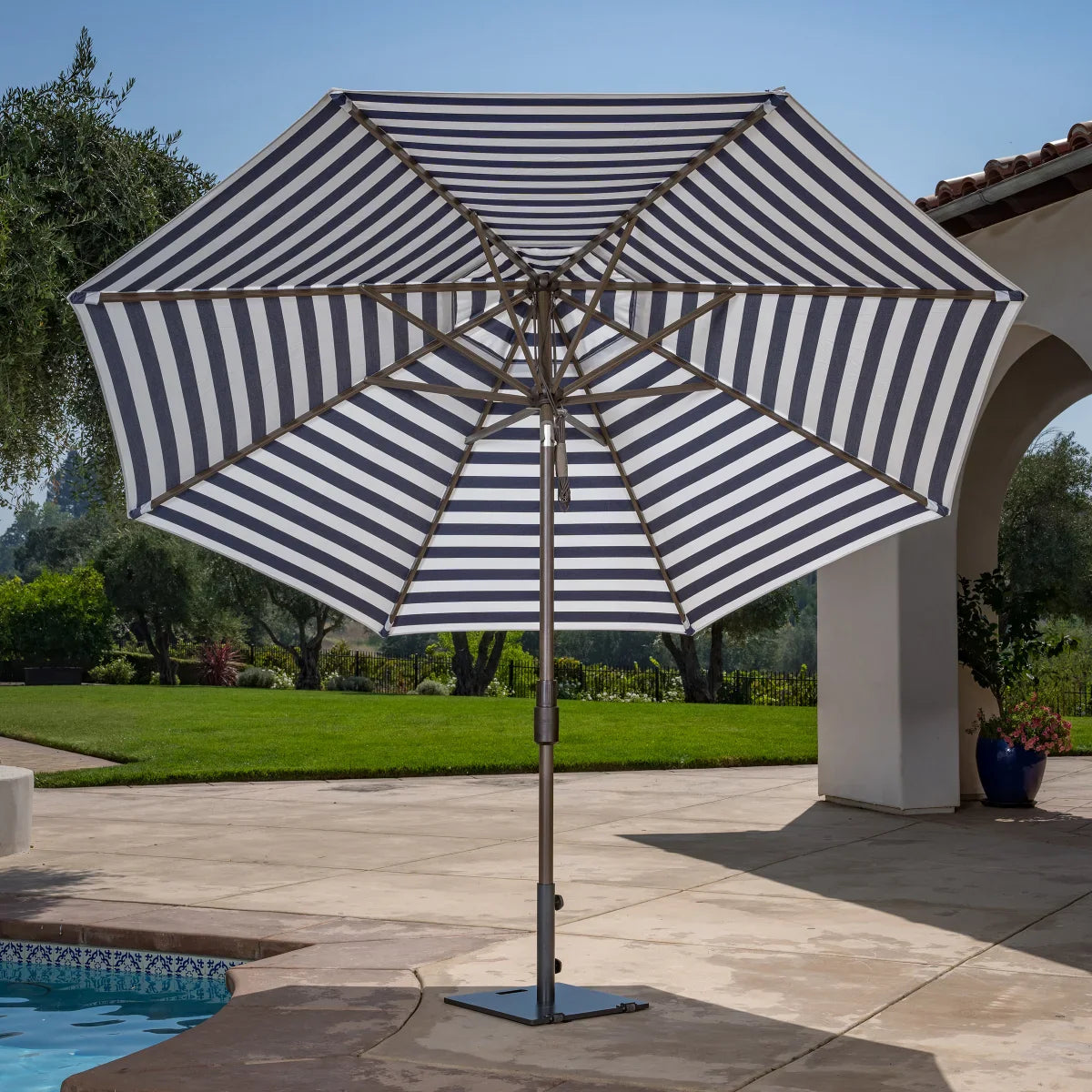 SunVilla 11’ Round Cabana Stripe Aluminum Market Umbrella