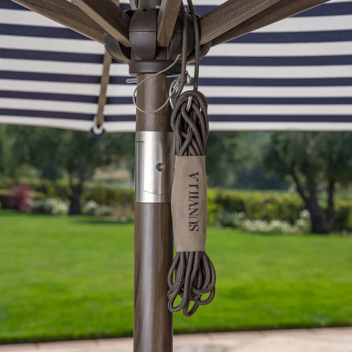 SunVilla 11’ Round Cabana Stripe Aluminum Market Umbrella