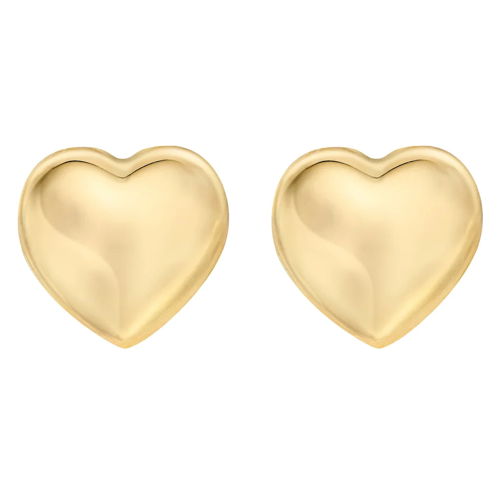 14kt Gold High Polish Puffed Heart Stud Earrings