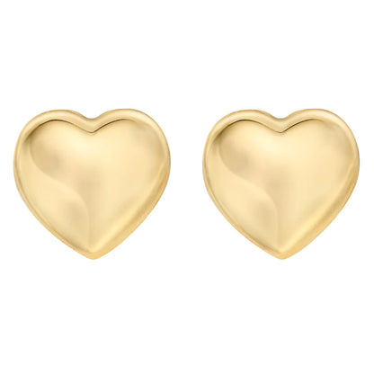 14kt Gold High Polish Puffed Heart Stud Earrings