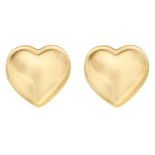 14kt Gold High Polish Puffed Heart Stud Earrings