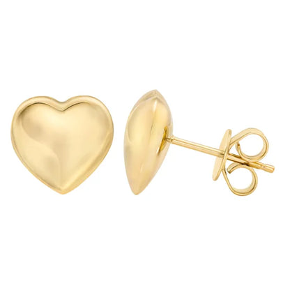 14kt Gold High Polish Puffed Heart Stud Earrings