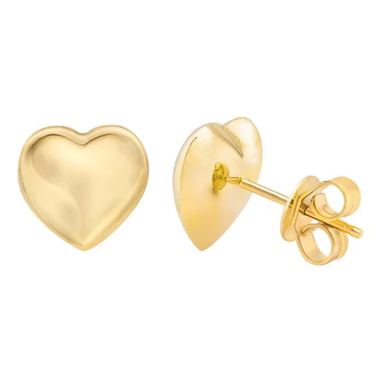 14kt Gold High Polish Puffed Heart Stud Earrings