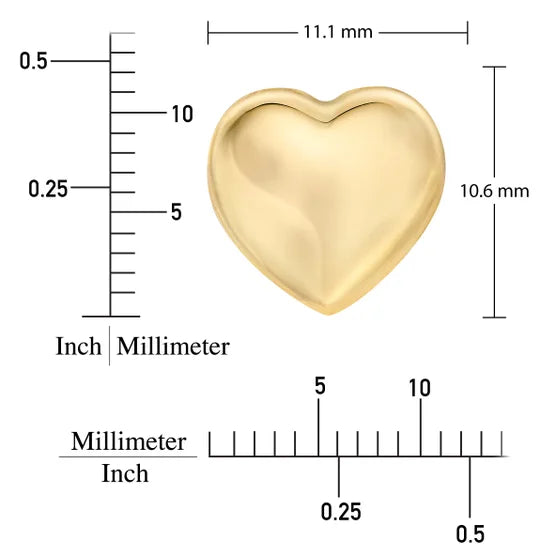 14kt Gold High Polish Puffed Heart Stud Earrings