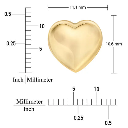 14kt Gold High Polish Puffed Heart Stud Earrings