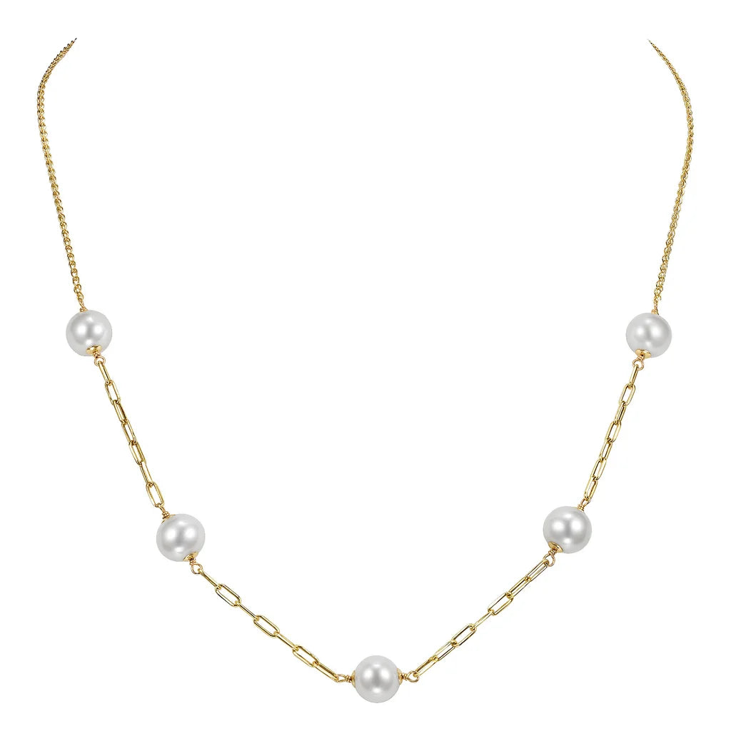 Freshwater Cultured 8-8.5mm Pearl 14kt Yellow Gold Necklace