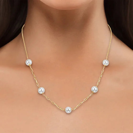 Freshwater Cultured 8-8.5mm Pearl 14kt Yellow Gold Necklace