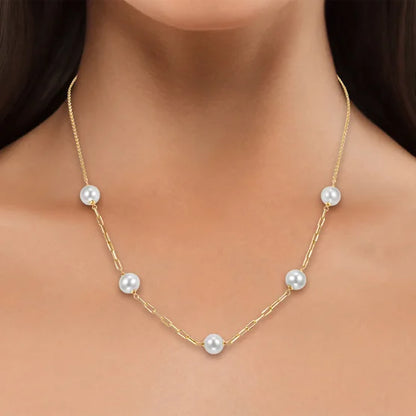 Freshwater Cultured 8-8.5mm Pearl 14kt Yellow Gold Necklace