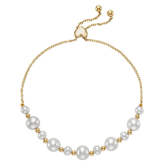 Freshwater Cultured 5-8mm Pearl 14kt Yellow Gold Bolo Bracelet