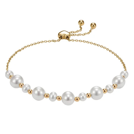 Freshwater Cultured 5-8mm Pearl 14kt Yellow Gold Bolo Bracelet