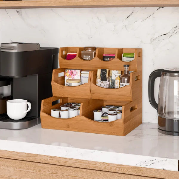 Bamboo Stackable Bin Organizer, 4-piece