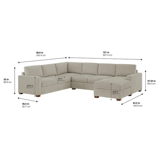 Glenn Fabric Sectional with Storage Chaise