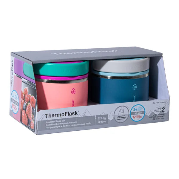 ThermoFlask 20 oz Insulated Food Jar, 2-pack