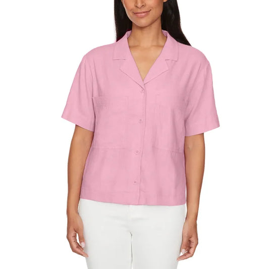 Buffalo Women's Linen Blend Button Front Shirt