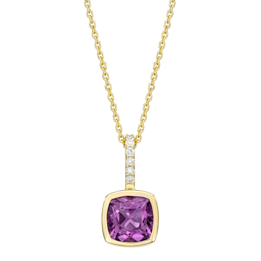 Amethyst and Diamond 14kt Yellow Gold Pendant
