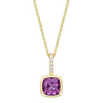 Amethyst and Diamond 14kt Yellow Gold Pendant