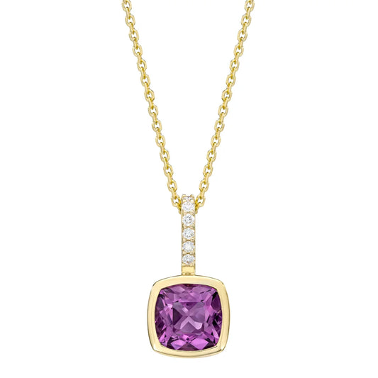 Amethyst and Diamond 14kt Yellow Gold Pendant