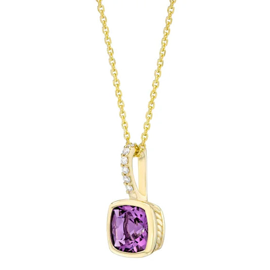 Amethyst and Diamond 14kt Yellow Gold Pendant