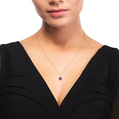 Amethyst and Diamond 14kt Yellow Gold Pendant