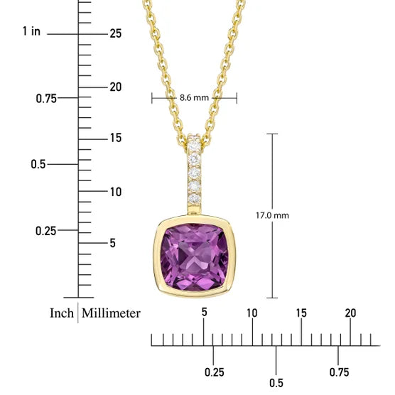 Amethyst and Diamond 14kt Yellow Gold Pendant