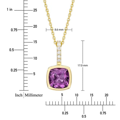 Amethyst and Diamond 14kt Yellow Gold Pendant