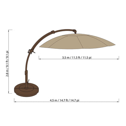 Seasons Sentry 11.5 ft. Round Side Mount Cantilever Umbrella