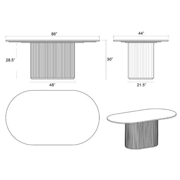 86" Carrara Quartz Dining Table