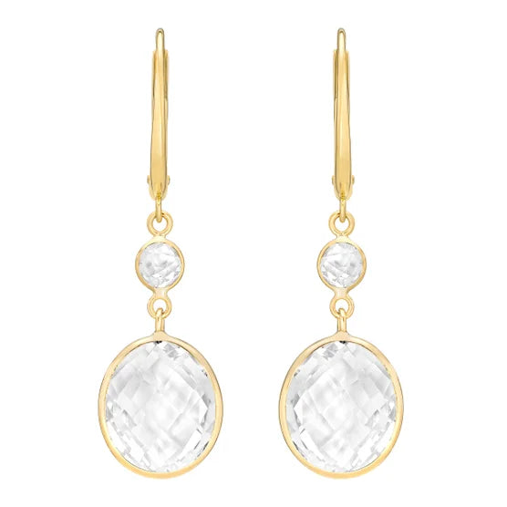 White Topaz 14kt Yellow Gold Dangle Earrings