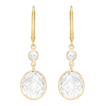 White Topaz 14kt Yellow Gold Dangle Earrings