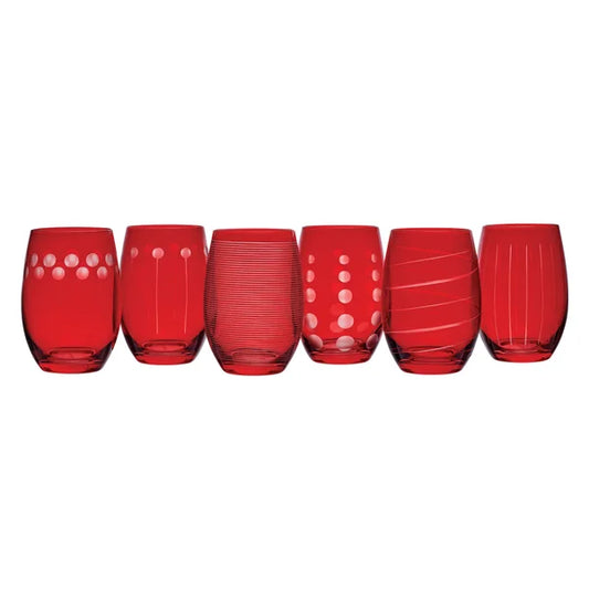 Mikasa Cheers Stemless Ruby Wine Glasses, Set of 6