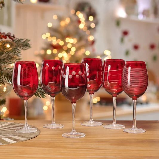 Cheers Ruby Wine Glasses, Set of 6