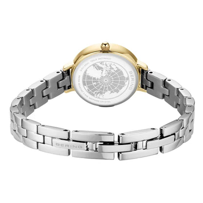 Faceted Crystal Two Tone Stainless Steel Women's Quartz Watch, 24mm