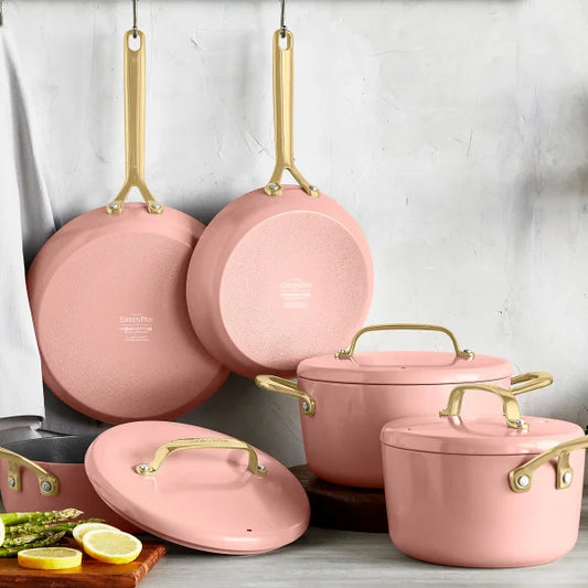 GreenPan GP5 Ceramic Nonstick 11-piece Set with Champagne Handles