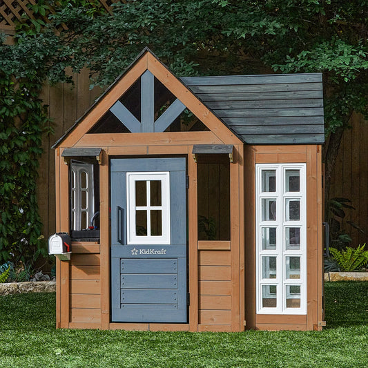 KidKraft Atrium Wooden Breeze Outdoor Playhouse with Play Kitchen & Sunroom