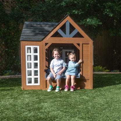 KidKraft Atrium Wooden Breeze Outdoor Playhouse with Play Kitchen & Sunroom