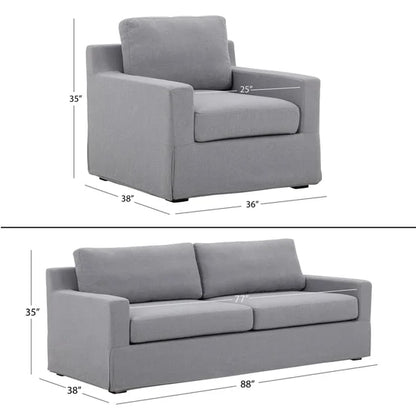 Rosalina Fabric Slipcover 2-piece Set, Sofa and Chair