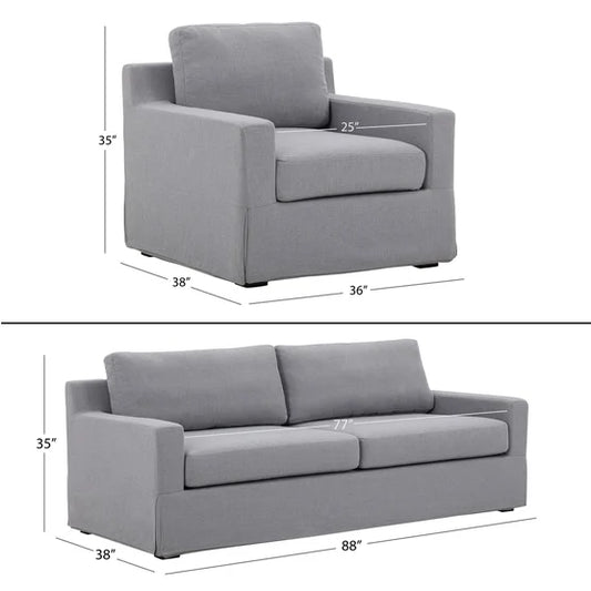 Rosalina Fabric Slipcover 2-piece Set, Sofa and Chair