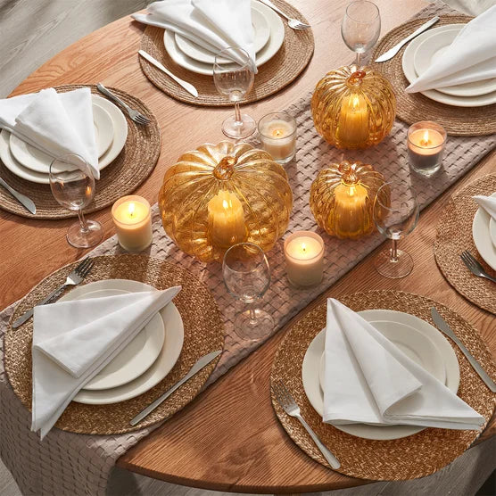 Glass Pumpkin LED Light Candles, Set of 3