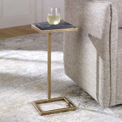 Cailin 23" Side Table, Black Marble