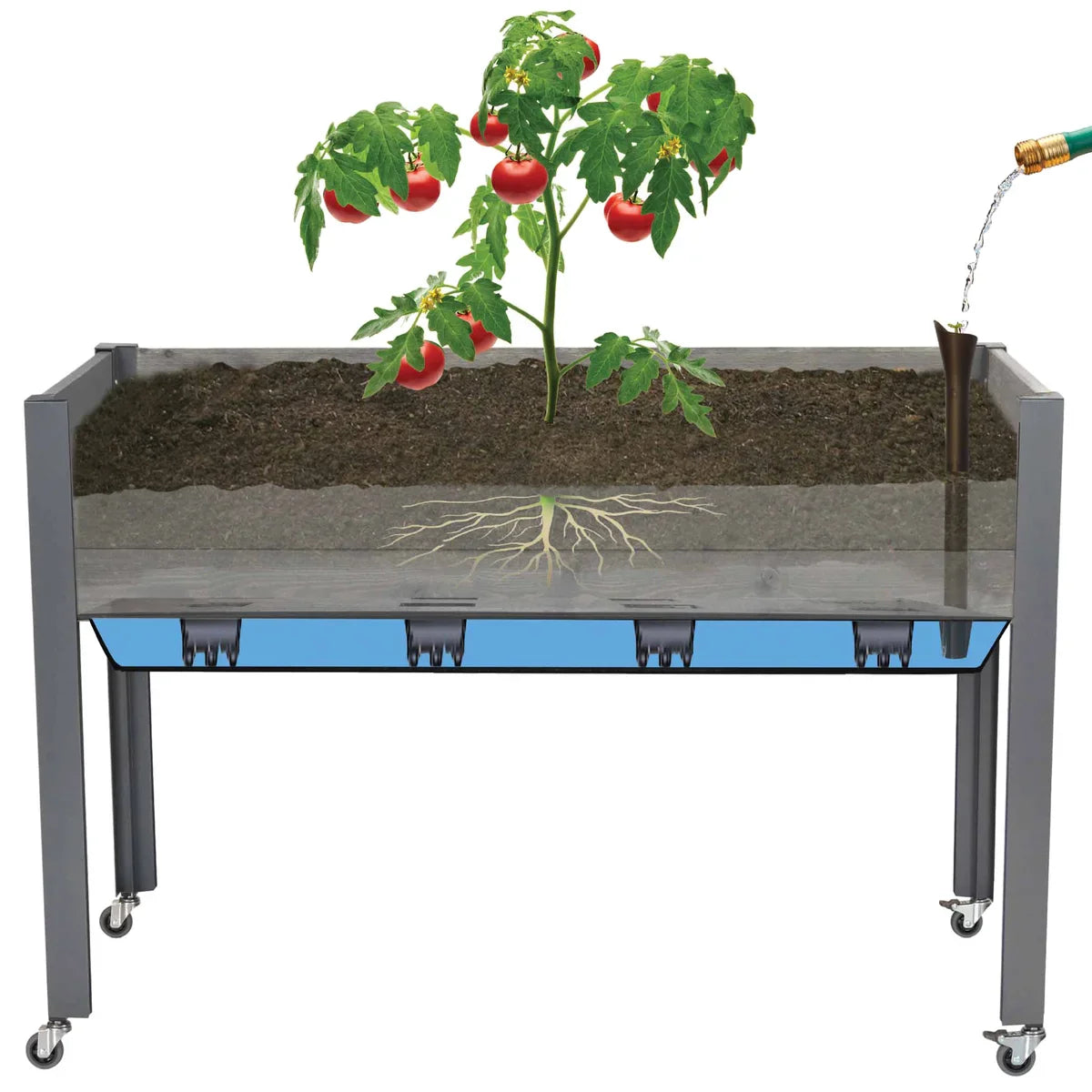 CedarCraft Self-watering Slat Planter 21" x 47" x 32" with Shelf