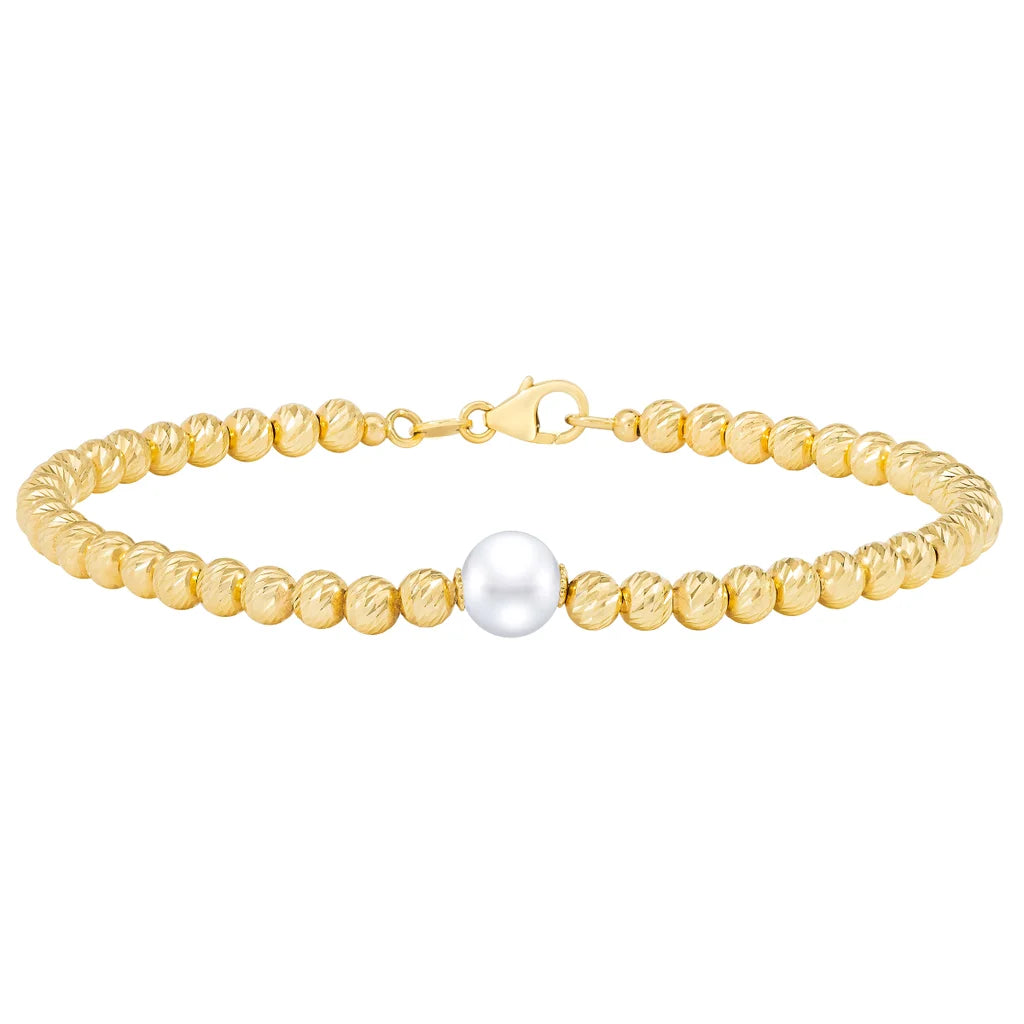 Freshwater Cultured 7.5-8mm Pearl Bracelet With 14kt Yellow Gold Clasp