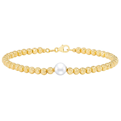 Freshwater Cultured 7.5-8mm Pearl Bracelet With 14kt Yellow Gold Clasp