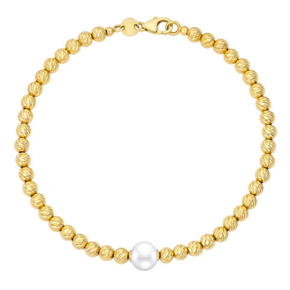 Freshwater Cultured 7.5-8mm Pearl Bracelet With 14kt Yellow Gold Clasp