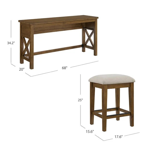 Lathan Sofa Table and 3 Stools