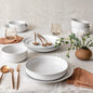 Rimmed 12-piece Glossy Porcelain Dinnerware Set