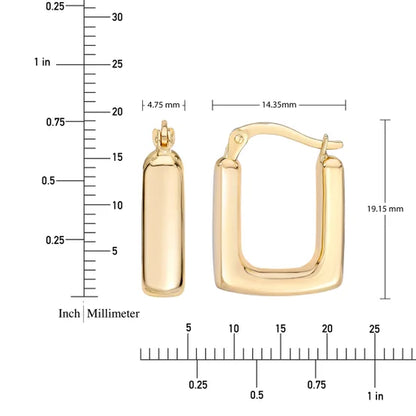 14kt Yellow Gold Square Hoop Earrings
