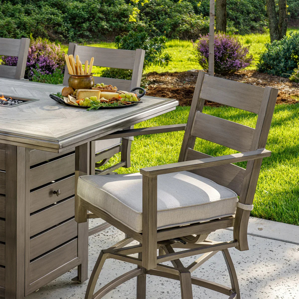 SunVilla Athena 7-piece Fire Outdoor High Dining Set - Thumbnail 2