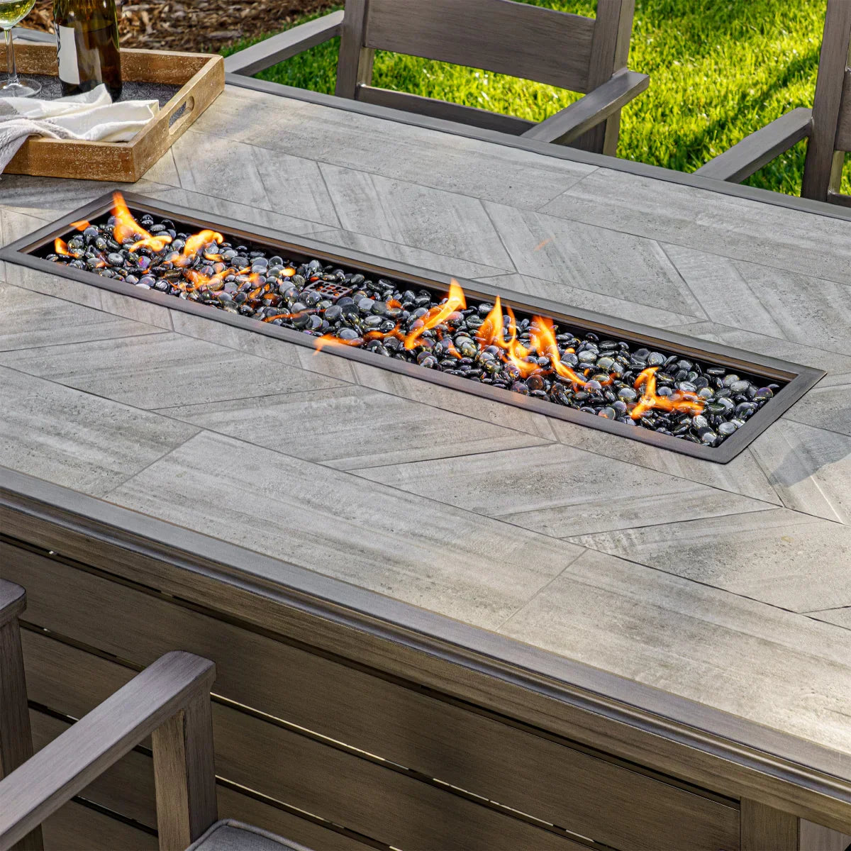 SunVilla Athena 7-piece Fire Outdoor High Dining Set